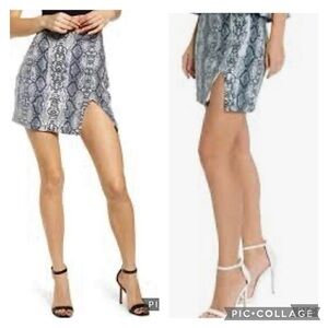 Endless Rose Skirt Sequin Snakeprint Black White  Split Front Mini M Party Chic
